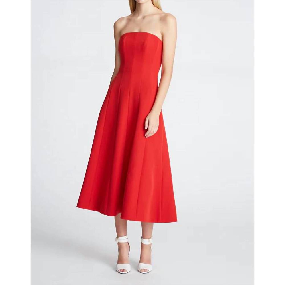 NEW HALSTON HERITAGE emelia dress in stretch crepe in halston red